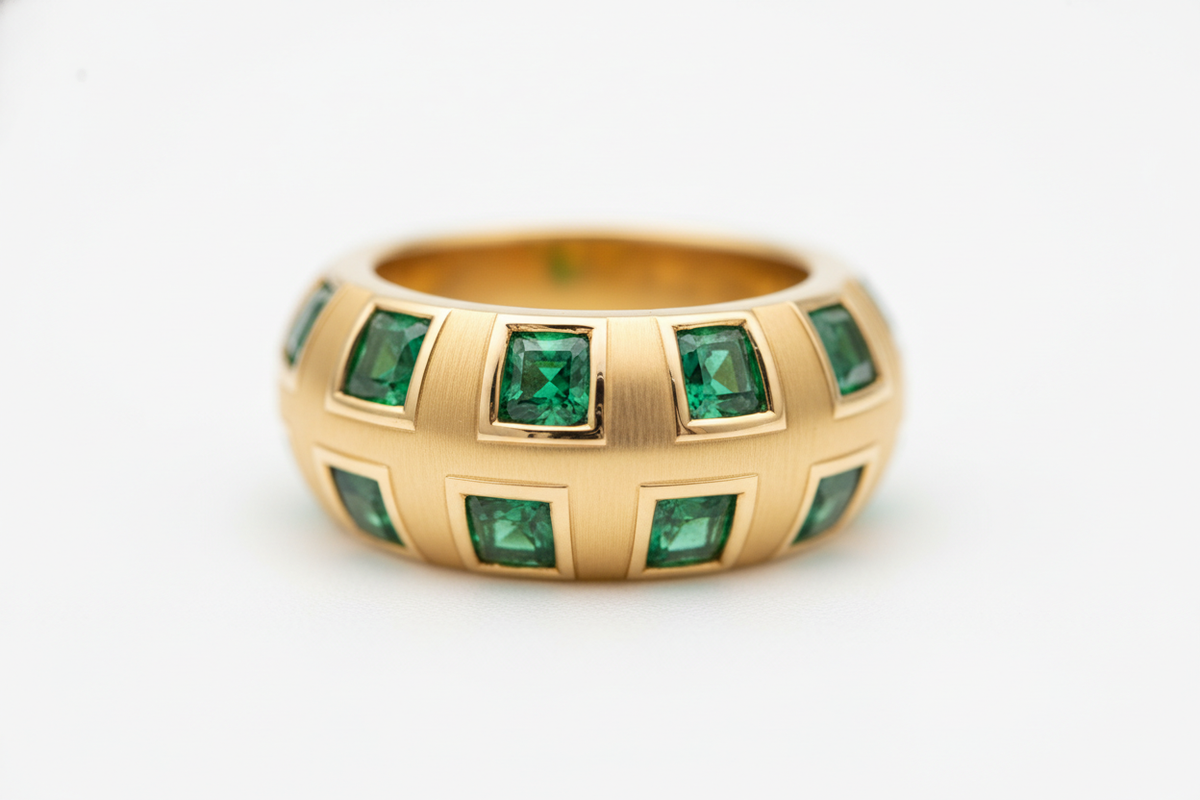 Anillo oro con incrustaciones de esmeralda